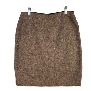 Vtg Casual Corner Womens Wool Blend Skirt Brown Tweed‎ Short Pencil 10 Heritage